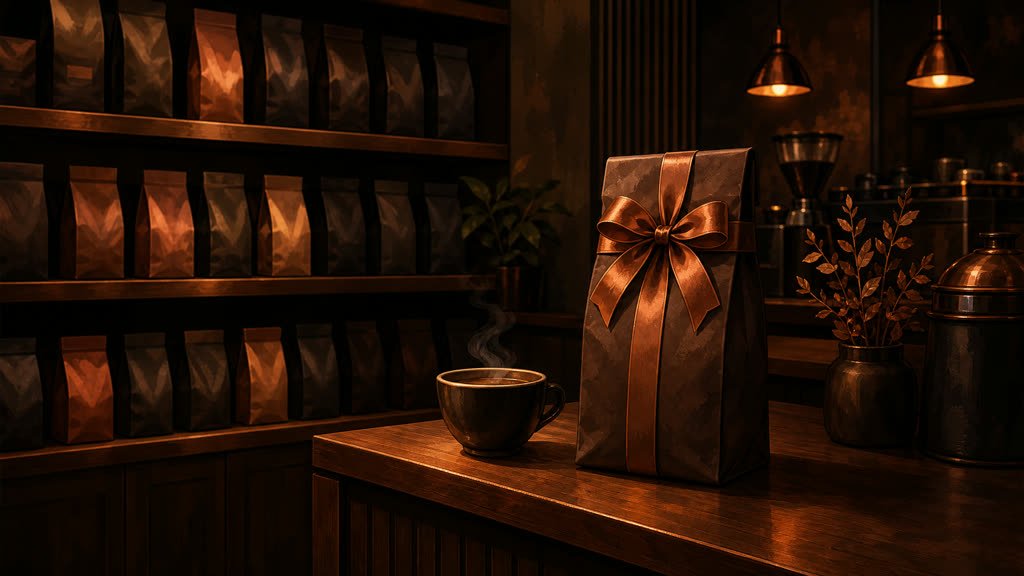 Geschenksuche im Kaffeeregal